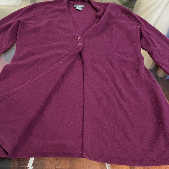 Griffen Cashmere plum 2 button cardigan sweater 100% cashmere - Picture 4 of 7